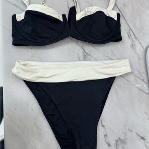 Monday Swimwear Black and White Two-Tone Bikini Set
